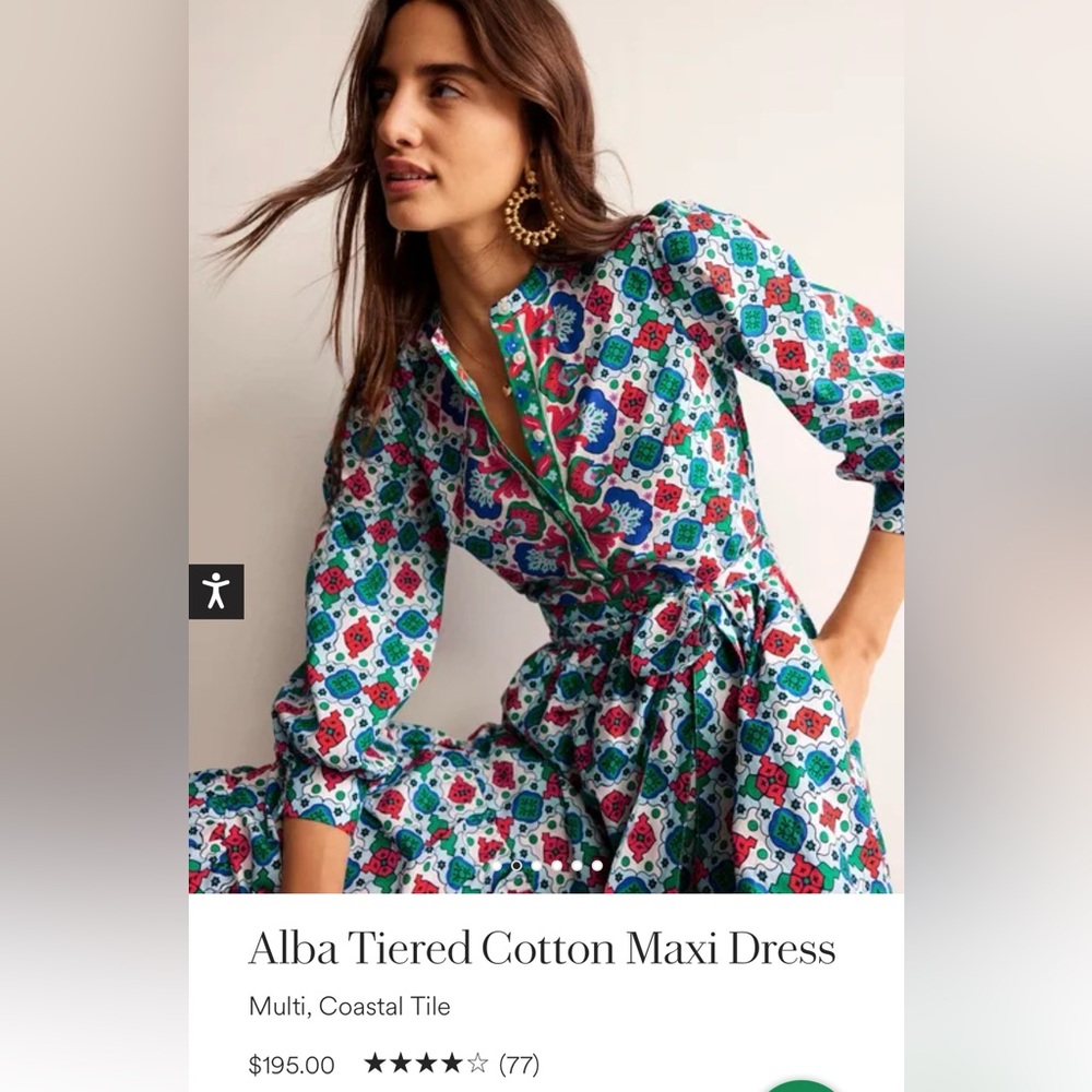 Boden Alba Tiered Cotton Maxi Dress Size 12